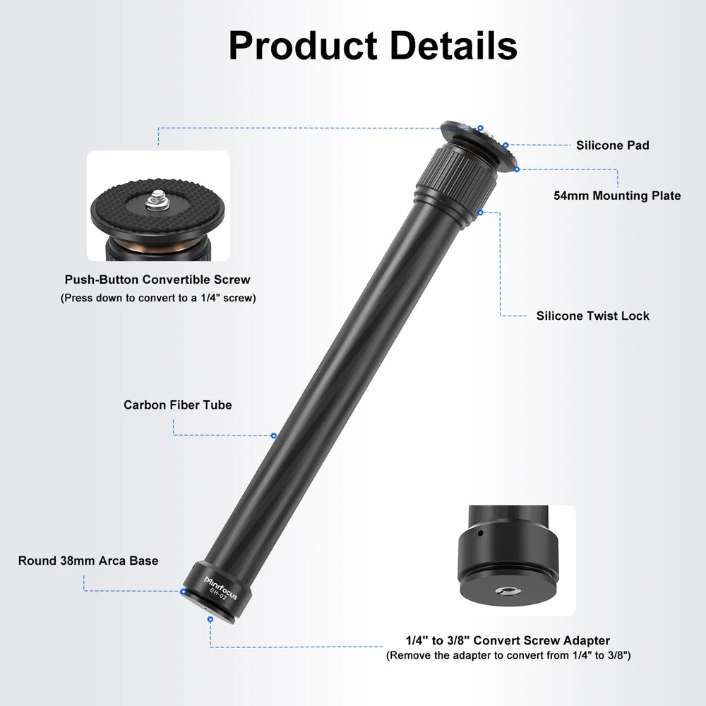 Carbon Fiber Extension Pole Rod Stick Monopod for DJI Ronin S SC RSC2 RS 3 4 Zhiyun FeiyuTech Camera Stabilizer Gimbal Accessory
