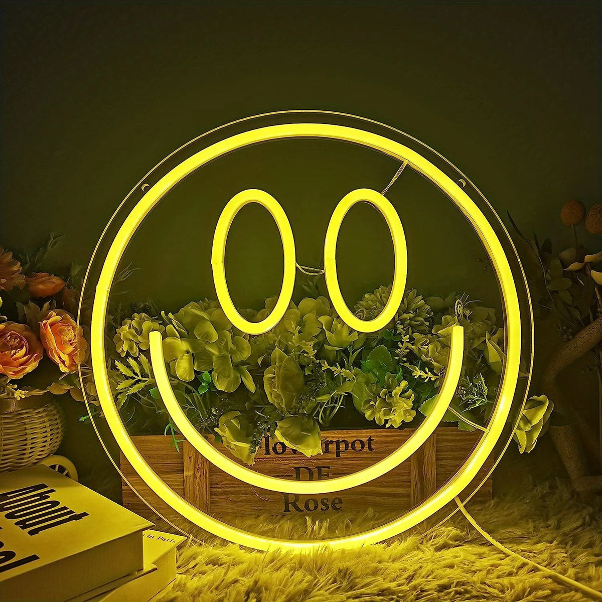 Smiling neon lights, USB powered LED lights, bright night lights, wall mounted decorations, used for home decoration, bachelor