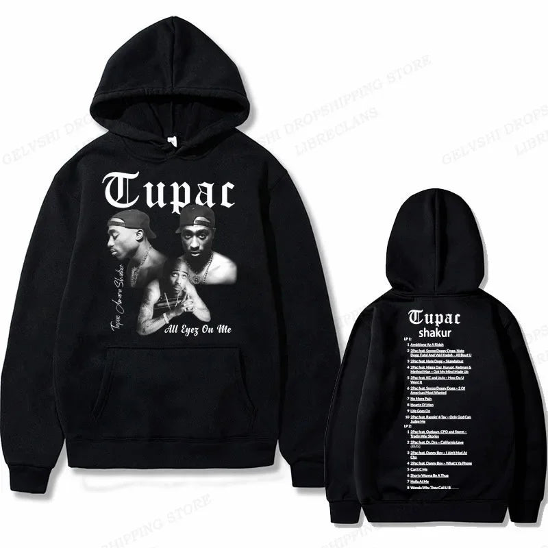 Tupac 2pac Graphic Hoodie Men Clothing Fashion Oversized Hip Hop Comfortable Autumn Winter Sweatshirt Male Casual Fleece Hoodies