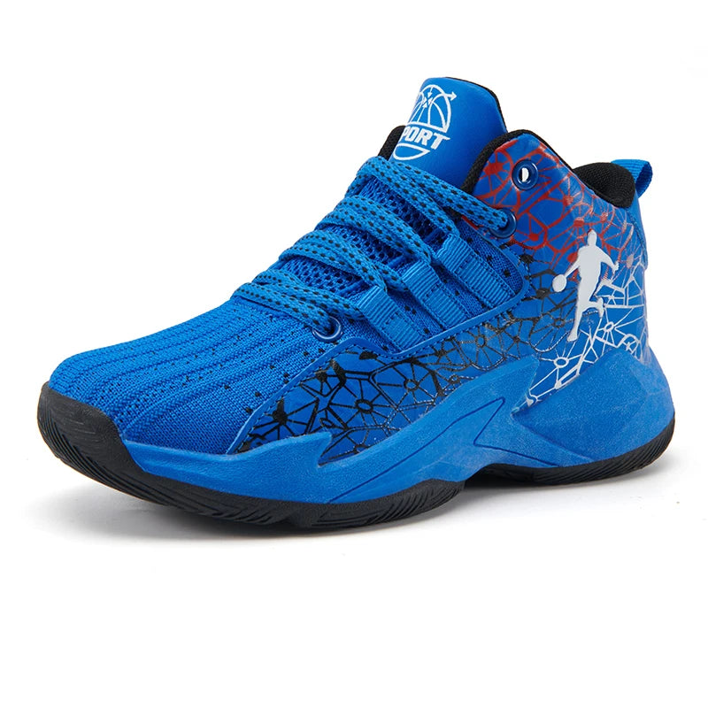 Children‘s Basketball Shoes Non-slip Breathable Basketball Training Sneakers Lace-up Boys Girls Basketball Boots Athletic Shoes