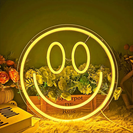 Smiling neon lights, USB powered LED lights, bright night lights, wall mounted decorations, used for home decoration, bachelor