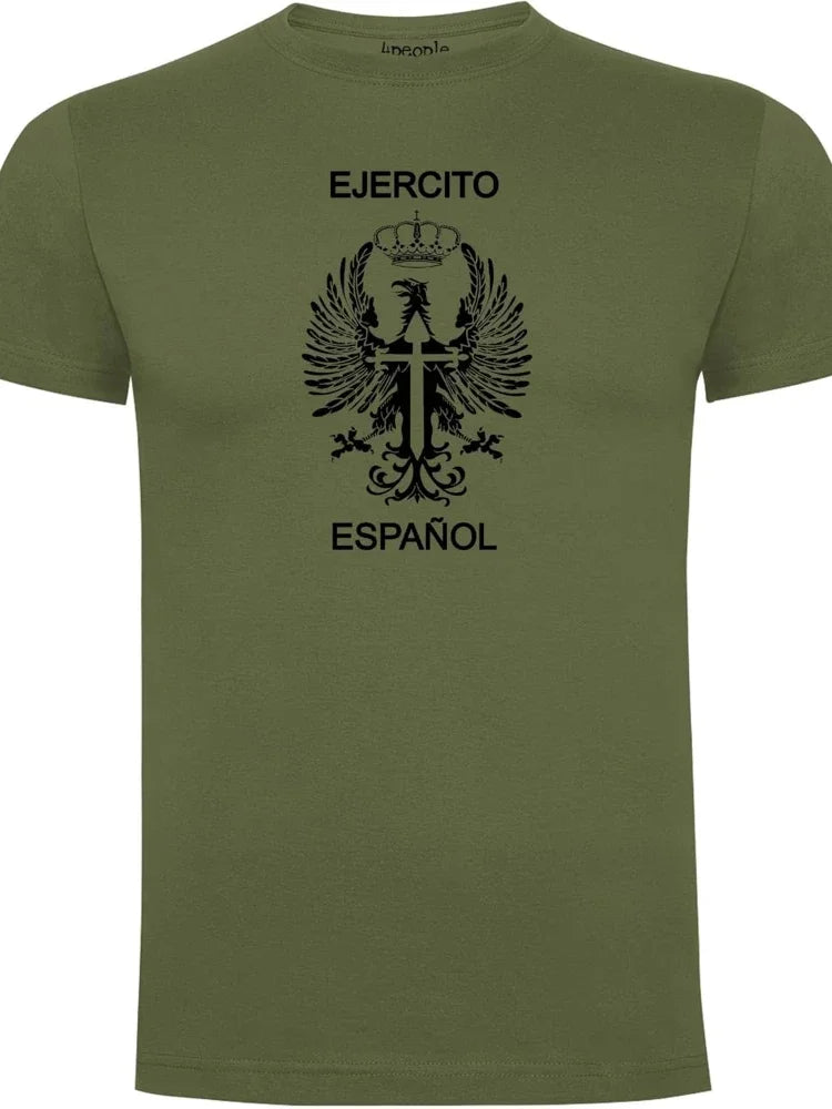 Camiseta Ejército de Tierra - Estilo Militar Español en Verde Militar T-Shirt Short Sleeve Casual 100% Cotton Shirt