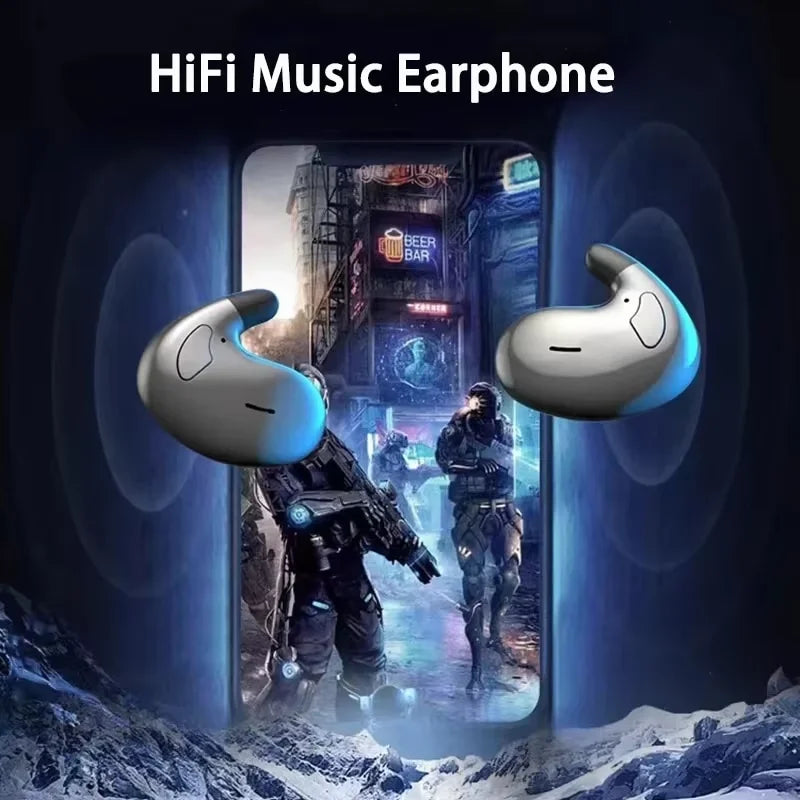Fit Invisible Mini Earphones Ultra Light Ergonomic Design Comfortable for Side Sleeping HD Mic for Clear Calls Lightweight