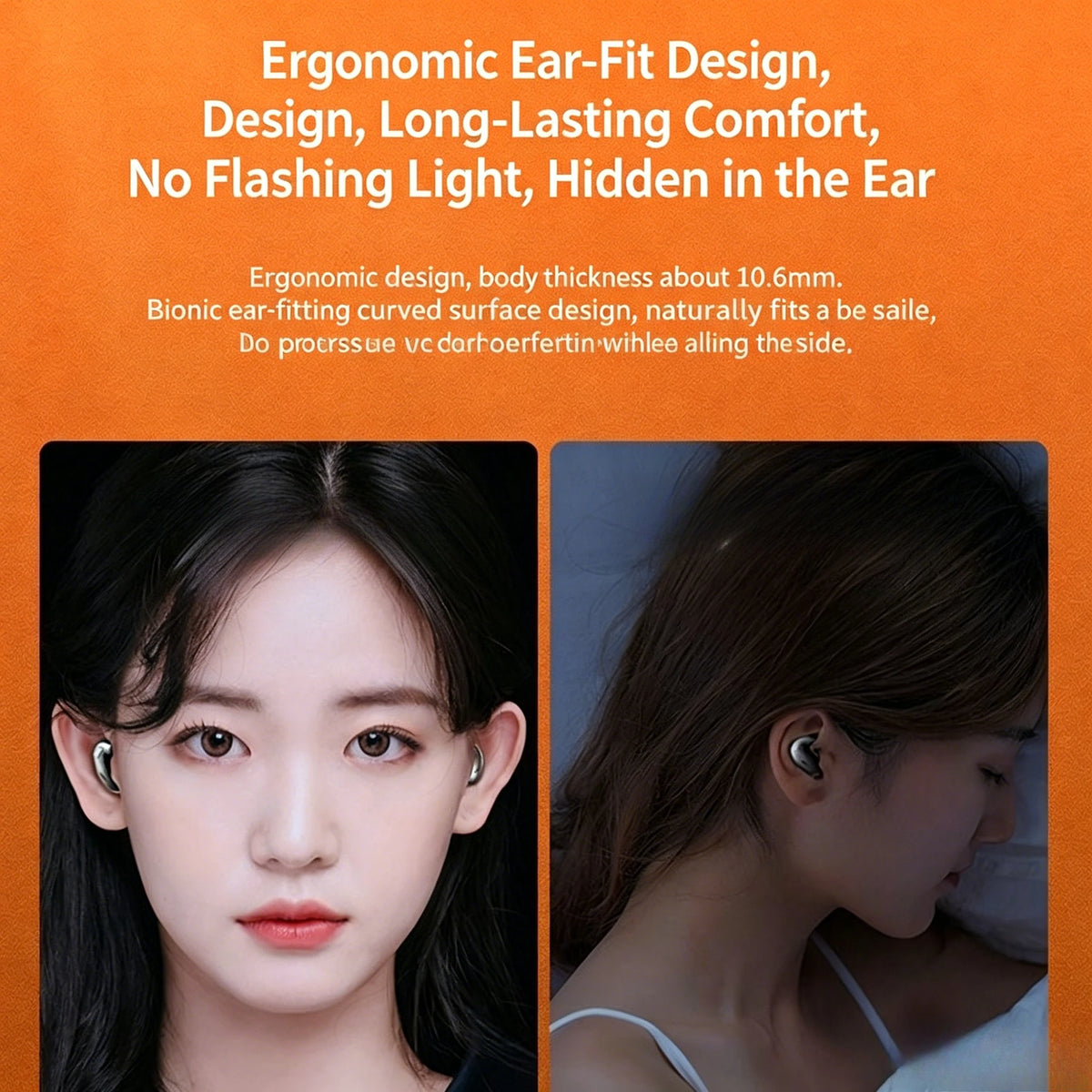Fit Invisible Mini Earphones Ultra Light Ergonomic Design Comfortable for Side Sleeping HD Mic for Clear Calls Lightweight