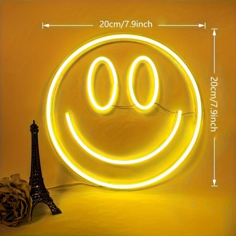 Smiling neon lights, USB powered LED lights, bright night lights, wall mounted decorations, used for home decoration, bachelor
