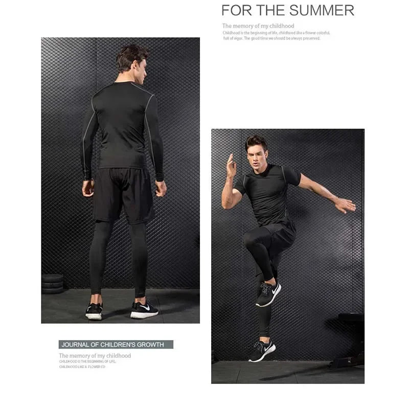 2025 Men's Outdoor Casual Quick Drying Fishing Pants, Cycling, Hiking, and Tight Elastic Two-piece Fitness Running Pants